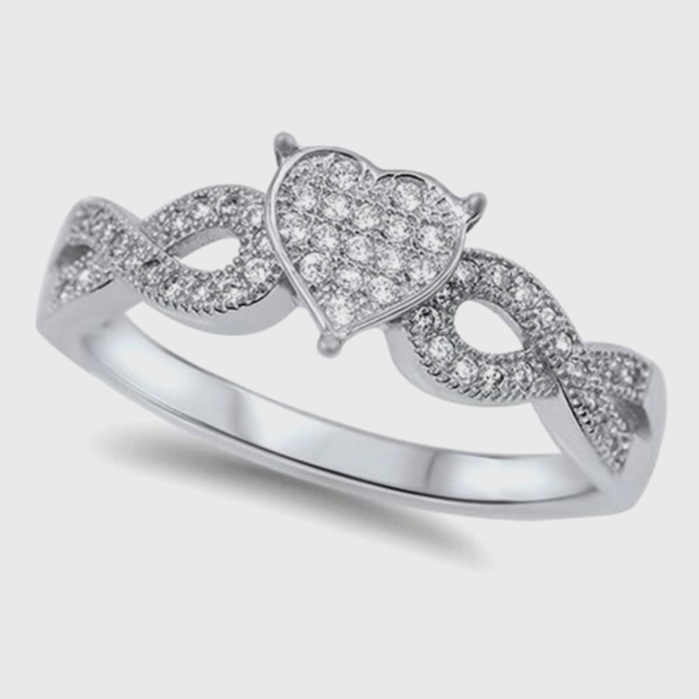 Heart Sterling Silver ring Cz